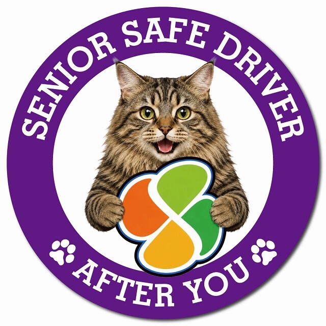 カーサイン 高齢者マーク SENIOR SAFE DRIVER クリリアンボブテイル マグネット 強力 直径13cm 肉球 日本製 車 ステッカー