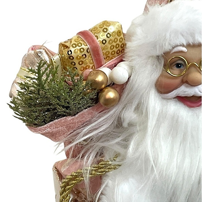 ヨーロピアンスタイルサンタクロース ピンク 高さ30cm クリスマス オブジェクリスマスグッズ オーナメント ノエル 人形 ドール 北欧 置物