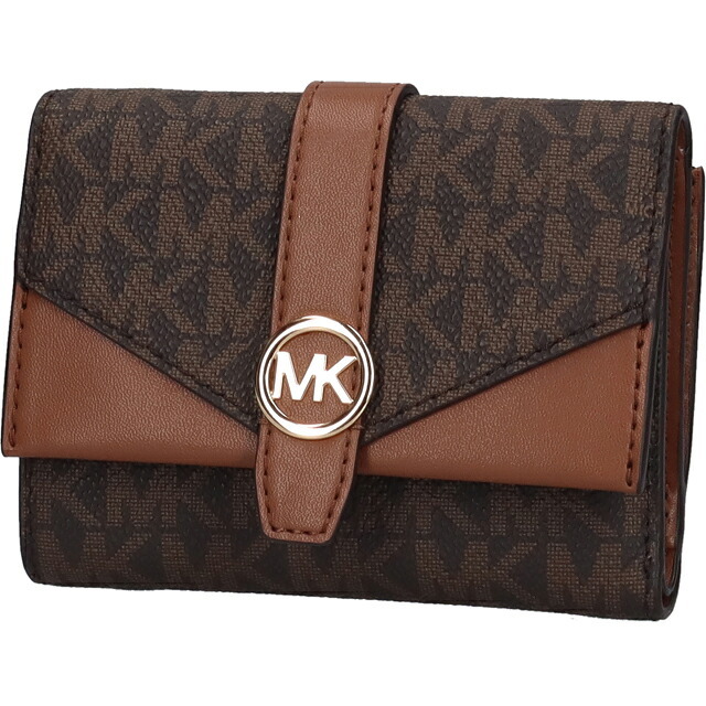 マイケルコース 二つ折り財布 二折財布 コンパクト レディース アウトレットブランド MICHAEL KORS グリニッチ 35S5GGRE6B-BR BROWN