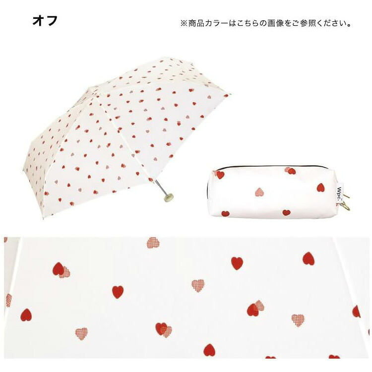 Wpc. ドローイングチェック ハート ミニ 雨傘 折りたたみ 日傘 折りたたみ傘 定形外 送料無料 傘 6808-305-002 雨傘 折り畳み傘 晴雨兼用 ハート UVカット