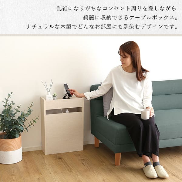 収納家具 ラック ケーブルボックス 大 RTSB-H60 3色対応 収納ボックス 収納ケース ケーブル収納 電源タップ収納 ルーター収納 小物入れ 小物置き 可動棚 コード入れ ボックス 木製 シンプル おしゃれ