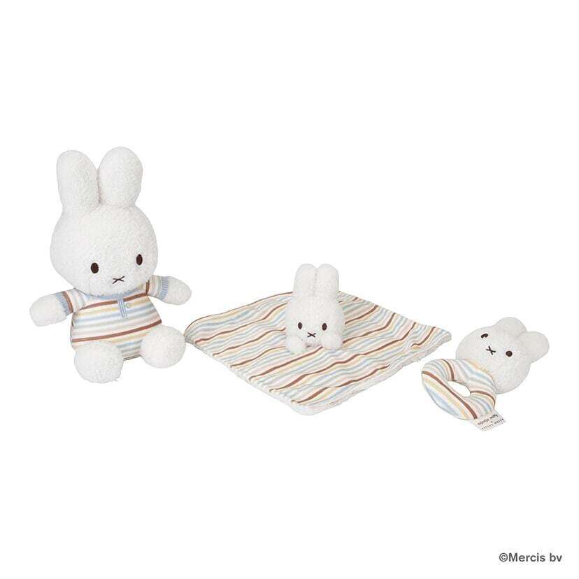 miffy x Little Dutch ギフトボックス３点セット ミッフィー ガラガラ 赤ちゃんのおもちゃ 虹 レインボー ストライプ柄 ベビーギフト