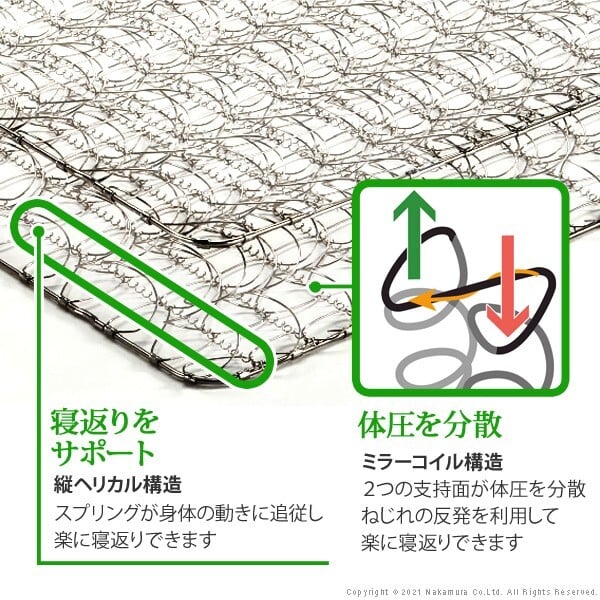 フランスベッド ツインサポートスプリングマットレス ダブル 高密度連続スプリングマットレス 防ダニ 抗菌 防臭 寝具 日本製 国産 マットレスのみ ツインサポート