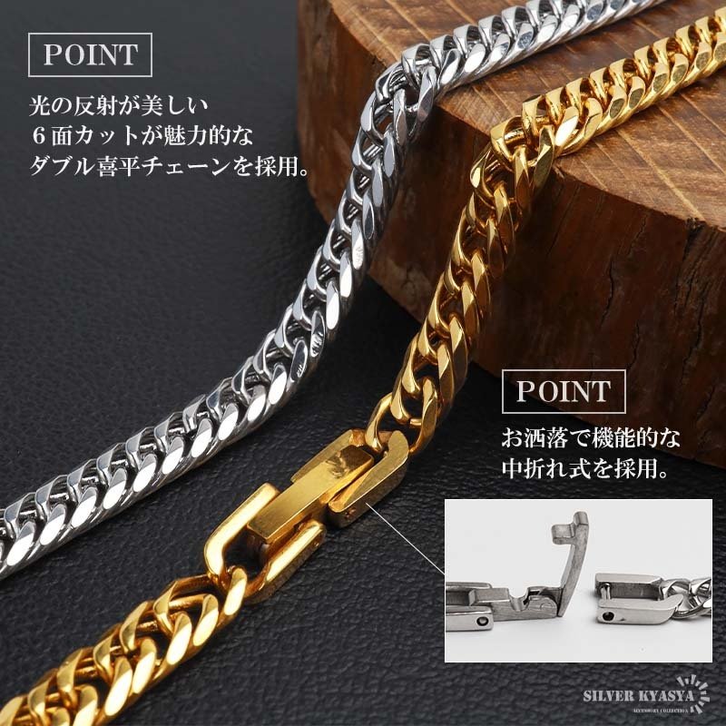 ステンレス ロケットネックレス HIPHOP ダブル喜平チェーンネックレス ロケットペンダント マリアネックレス 写真 記念 思い出 50cm 60cm 18KGP ゴールドネックレス シルバー 聖母 6面カット メンズ 男性 金属アレルギー対応