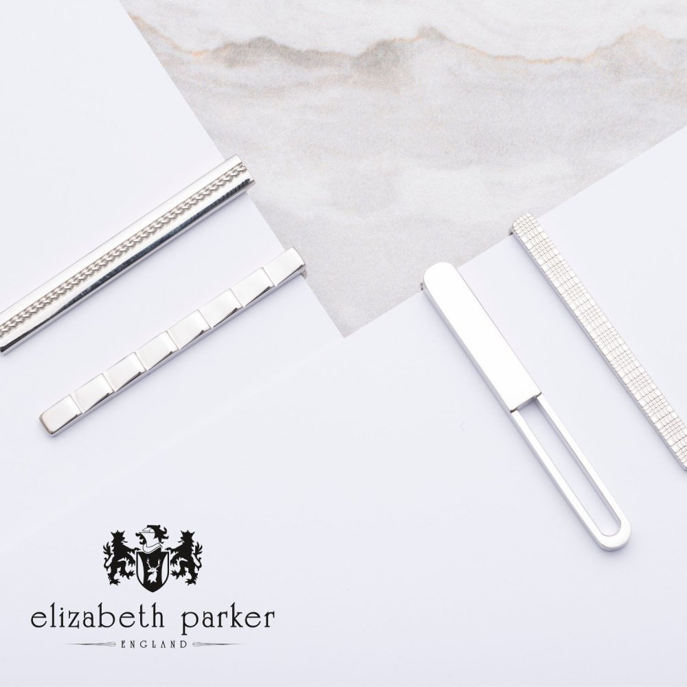 elizabeth parker エリザベスパーカー シルバー グリッドパターン ネクタイピン タイバー プレゼント ギフト父 彼氏 夫 結婚祝い 誕生日