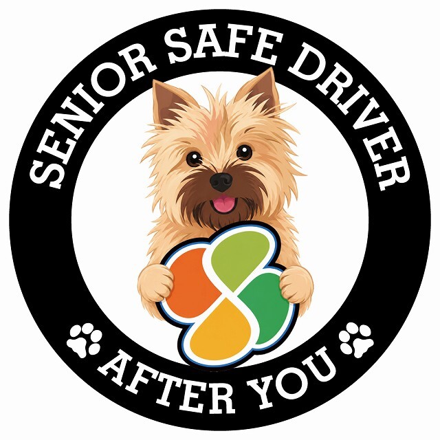 カーサイン 高齢者マーク SENIOR SAFE DRIVER ノーリッチテリア ステッカー シール 直径13cm 肉球 日本製 車