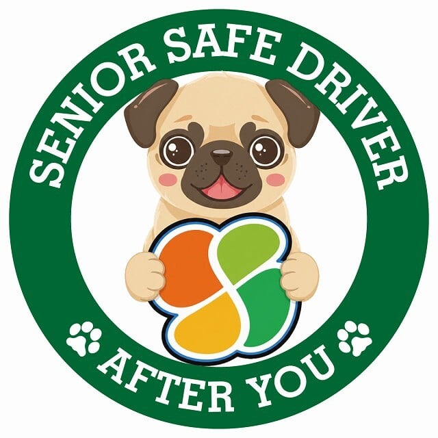 カーサイン 高齢者マーク SENIOR SAFE DRIVER パグ ステッカー シール 直径13cm 肉球 日本製 車
