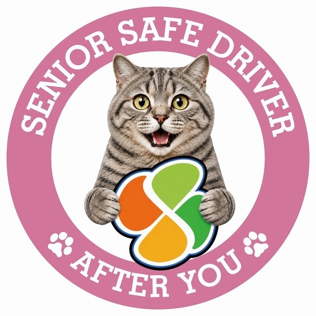 カーサイン 高齢者マーク SENIOR SAFE DRIVER マンクス ステッカー シール 直径13cm 肉球 日本製 車