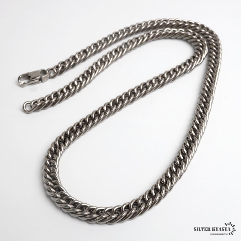 チタン 幅6mm ダブル喜平ネックレス シルバー メンズ チェーン ボリューム 存在感 地金カラー 首元 アクセサリー シンプル カジュアル ストリート 大人 男性 定番 おしゃれ 無地シャツ コーディネート 金属アレルギー対応