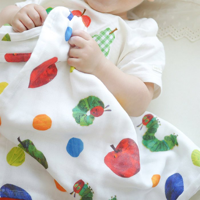 はらぺこあおむし 4重ガーゼケット | 70×120cm 4重ガーゼ ベビー 赤ちゃん 新生児 日本製 ガーゼ 夏 綿100% おくるみ タオルケット お昼寝 保育園 入園準備 退院 大判