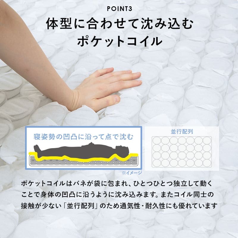 ベッド 寝具 ポケットコイルマットレス 幅80cm 奥行き180cm 高さ46cm マットレス付き すのこ セミシングルショート 収納 マットレス ロータイプ ハイタイプ 頑丈 寝室 下収納 シンプル