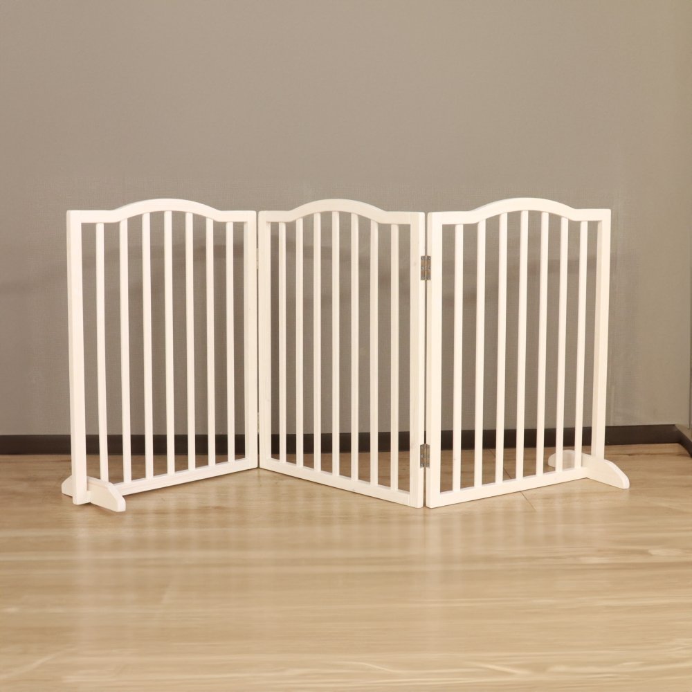 ペットフェンス giocoso 完成品 パイン材 天然木 ライトブラウン・ホワイト W58×D2.2×H75cm/1枚x3枚隙間:約4.7cm ペットゲート 犬 猫 柵 ペット用品 ライトブラウン ホワイト おしゃれ 新生活