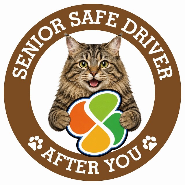 カーサイン 高齢者マーク SENIOR SAFE DRIVER クリリアンボブテイル ステッカー シール 直径13cm 肉球 日本製 車