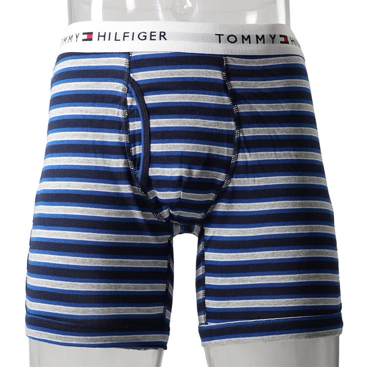 トミーヒルフィガー：COTTON CLASSICS ボクサーブリーフ 3PK（ブルーオムバ)[ボクサーパンツ/ 男性下着/ メンズインナー/人気ブランド/おすすめギフト/誕生日プレゼント/メンズファッション]