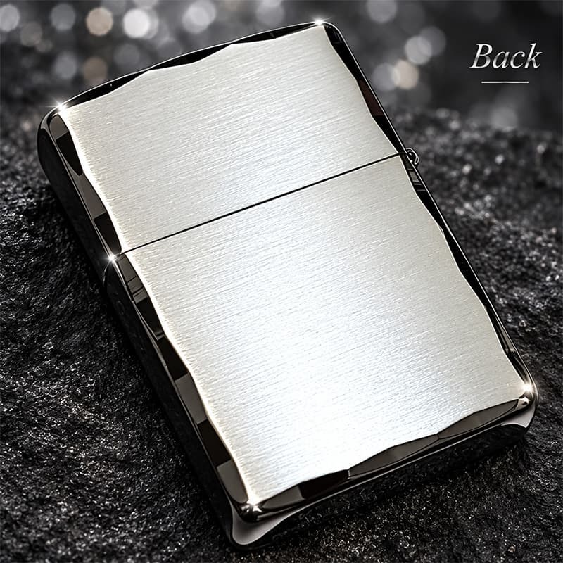 ZIPPO ライター アーマー ジッポ 重厚 シンプル ロゴ シルバーサテン＆ブラック 両面コーナー彫刻 黒銀 渋い かっこいい おしゃれ ギフト プレゼント