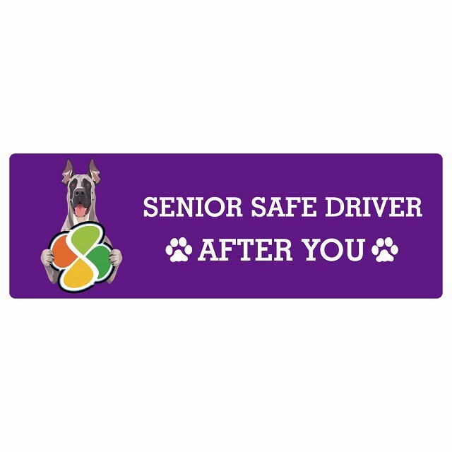 カーサイン 高齢者マーク SENIOR SAFE DRIVER グレートデン ステッカー シール 長方形 15x5cm 肉球 日本製 車
