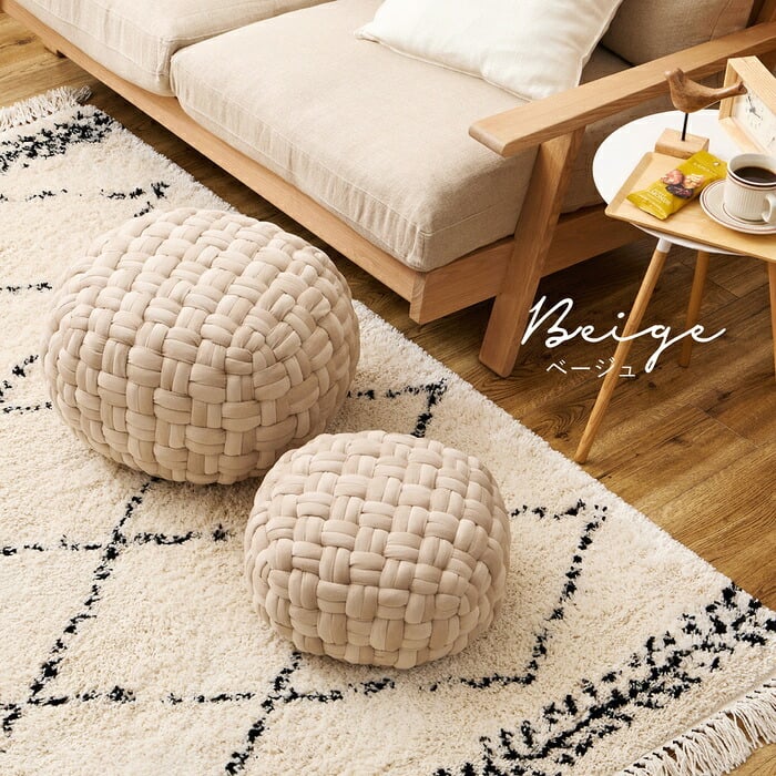 プフスツール プフ スツール クッション ラウンドクッション ベルベットプフ 2サイズ 【直径30cm/40cm】 円形 BOHO 円型 丸 おしゃれ インスタ映え オットマン 凹凸クッション 萩原 春夏秋冬用 Lサイズ フロアクッション 家具 リビング