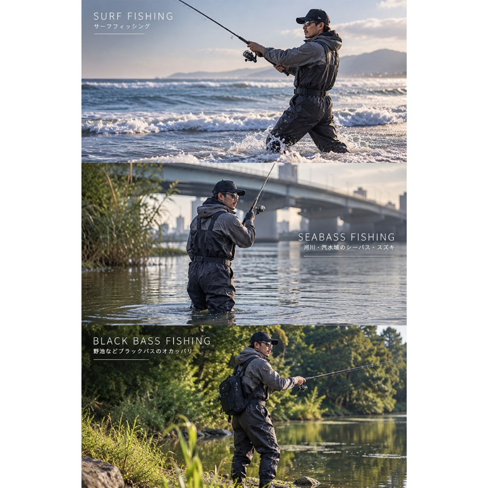 GranWalker グランウォーカー ショートブーツ チェストハイウェーダー ラジアルソール 軽量 完全防水 釣りグッズ 渓流 サーフ アウトドア用 キャンプ