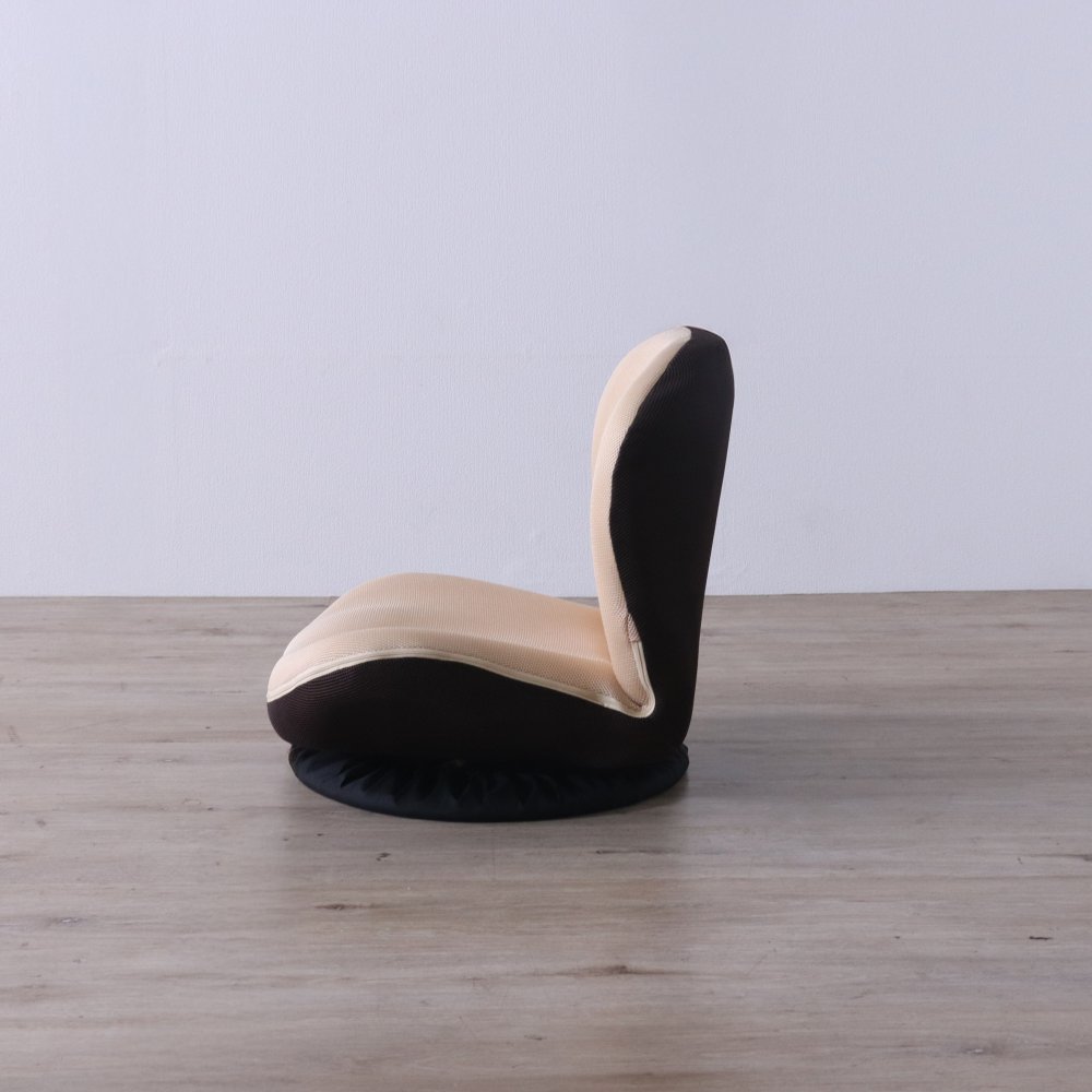 高座椅子 カム 回転式 リクライニング 完成品 360度回転 ブラック・ベージュ W52×D58~92×H52cm座面高15cm 座椅子 リクライニングチェア パーソナルチェア 肘付き ブラック ベージュ おしゃれ