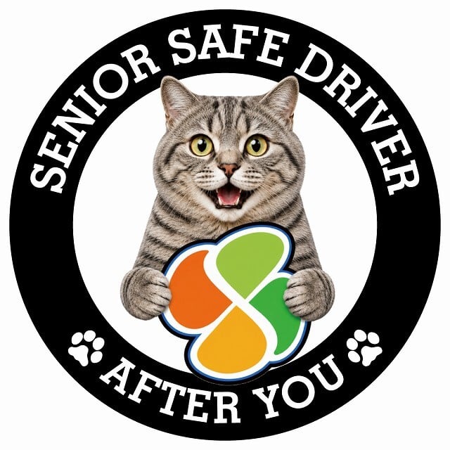 カーサイン 高齢者マーク SENIOR SAFE DRIVER マンクス ステッカー シール 直径13cm 肉球 日本製 車