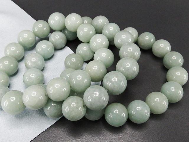 良質天然石豆緑色ひすい本翡翠約13mmブレスレット数珠魔法の石