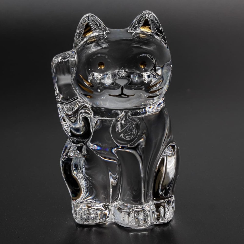 名入れ バカラ まねき猫 2607786 Baccarat 招き猫 クリスタル 置物 フィギュリン オーナメント クリア ゴールド 正規品 金運 商売繁盛 開店祝い 新築祝い 誕生日 還暦祝い ギフト プレゼント