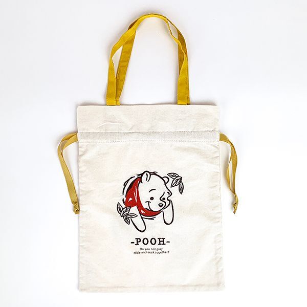 ディズニー プー Winnie The POOH Pooh Series 巾着バッグ バッグ 通勤 通学 巾着 刺繍 イエロー グッズ