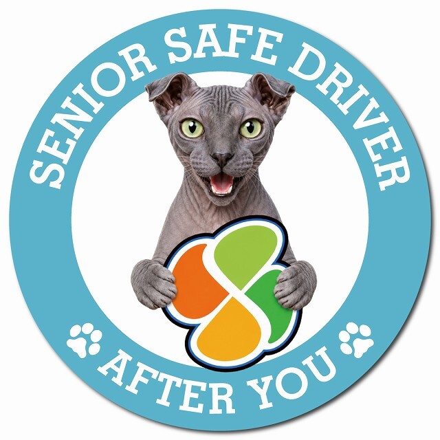カーサイン 高齢者マーク SENIOR SAFE DRIVER ユークレニアンレフコイ マグネット 強力 直径13cm 肉球 日本製 車 ステッカー