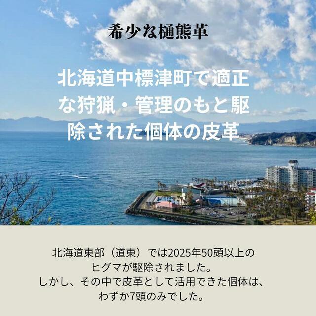 北海道の希少な樋熊革「革の黒真珠」 pravivi ラウンドファスナー 長財布  タンニン鞣し　       