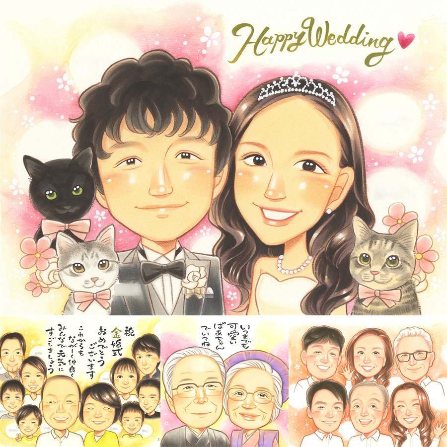 結婚式のプレゼントに、特別感のある手描き似顔絵はいかがでしょうか。下書き確認あり。修正無料で納得の表情になるまで調整します。 結婚式 ギフト 似顔絵 プレゼント 手描き 名入れ 贈り物 結婚式 婚礼 ブライダル ウェディング 記念 新婦 新郎 両親 カップル 名入れ 修正無料 下書き確認 親孝行 かわいい 宝物 似てる ウェディング 結婚式 思い出 一生もの 感動 ハロウィン キレイ