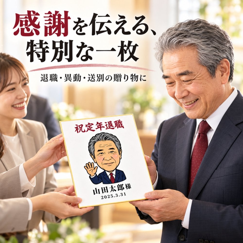 似顔絵 色紙 寄せ書き 写真から作る オーダーメイド 選べる3種類の似顔絵タッチ 名入れ メッセージ 色紙包み付き 退職祝い 還暦祝い 誕生日 卒業祝い 送別会 上司 先生 プレゼント ギフト