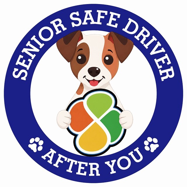 カーサイン 高齢者マーク SENIOR SAFE DRIVER ジャックラッセルテリア ステッカー シール 直径13cm 肉球 日本製 車
