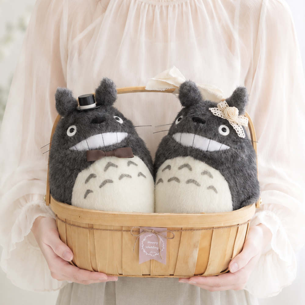 【結婚式 電報 ギフト】トトロにっこりウェディングバスケット｜ウェディングドール　ウィルカムドール　結婚式　祝電　電報  送料無料【メッセージカード無料】 