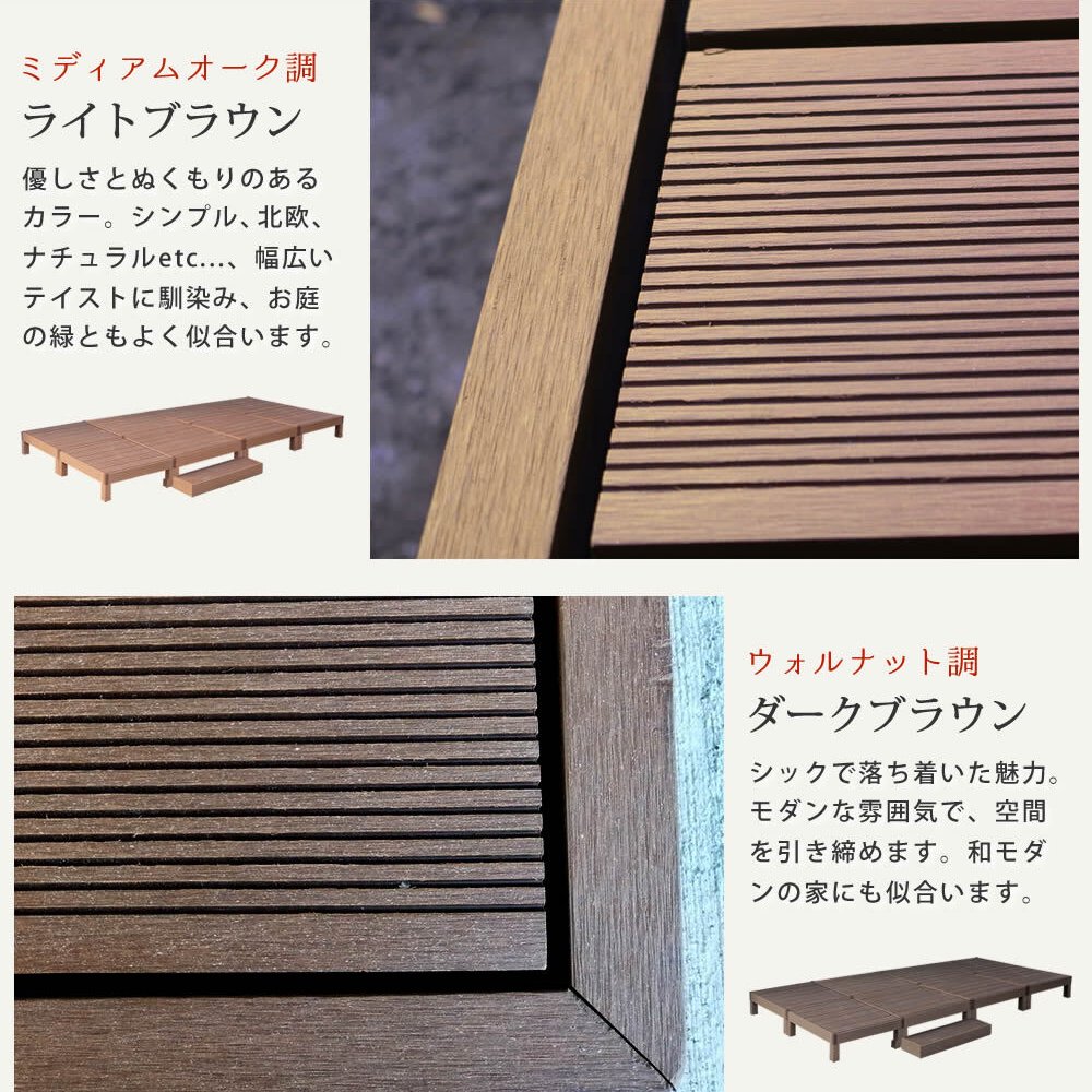 人工木ウッドデッキ ecofeel エコフィール 8台 ステップセット PWDE-8P-STP