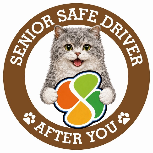 カーサイン 高齢者マーク SENIOR SAFE DRIVER セルカークレックス ステッカー シール 直径13cm 肉球 日本製 車