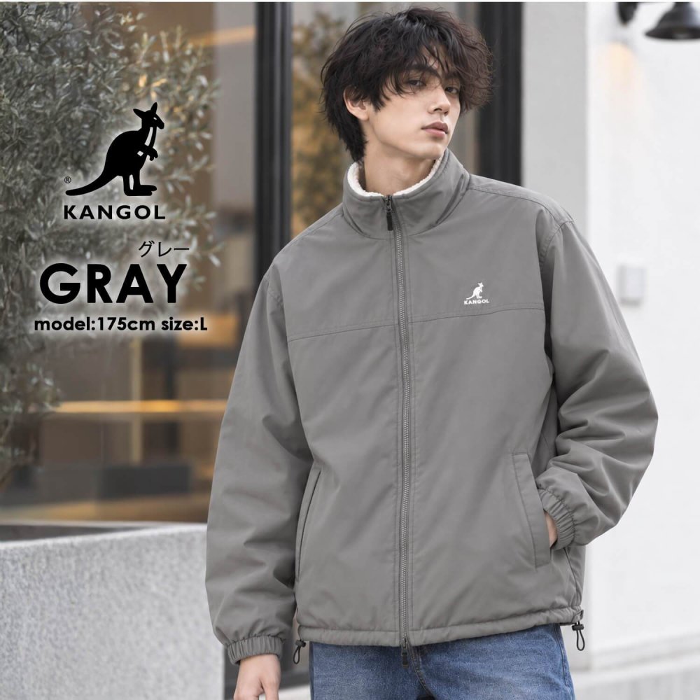  KANGOL カンゴール ブルゾン ジャケット リバーシブル メンズ レディース  ボア ハイネック ダブルジップ 防寒 ブランド ロゴ ゆったり おしゃれ ストリート カジュアル アウター 高校生 秋 冬 M L LL 2026FW Karlas 別注