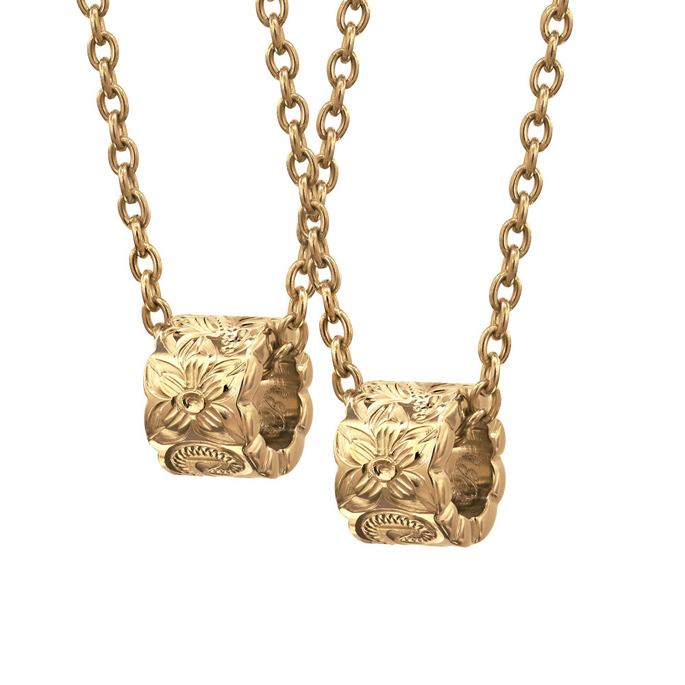 金属アレルギー対応 ネックレス ハワイアンジュエリー 純チタン ゴールドカラー ネックレス 誕生石 カットアウトチューブ Sサイズ チェーン 長さ選べる イオンプレーティング メンズ レディース プレゼント 【品番：CG-TIP402S-RYP】