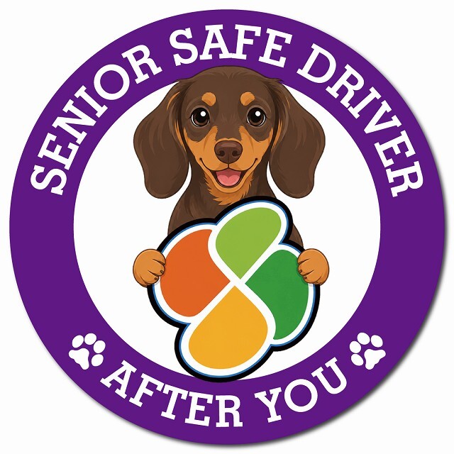 カーサイン 高齢者マーク SENIOR SAFE DRIVER ミニチュアダックスフンド マグネット 強力 直径13cm 肉球 日本製 車 ステッカー