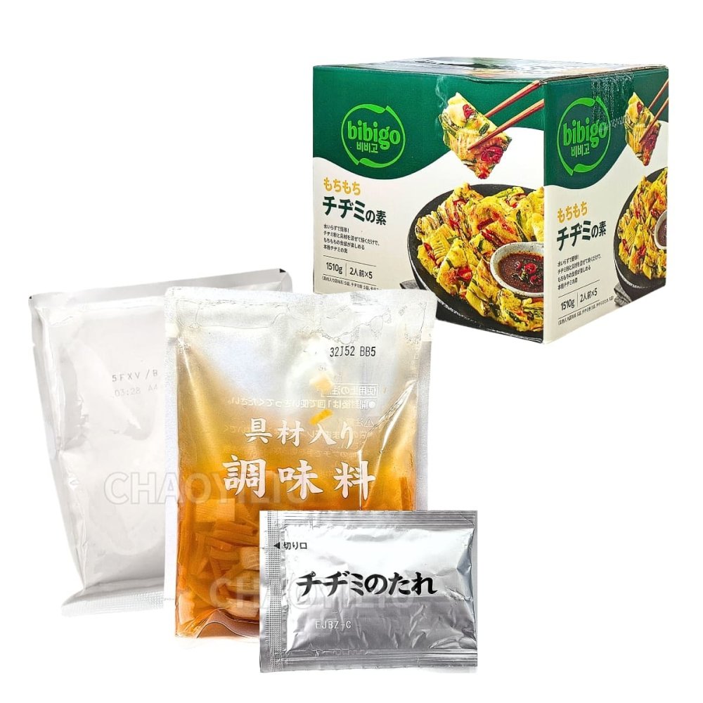 bibigo   ( ビビゴ )   チヂミの素   簡単   具材を混ぜて焼くだけ　もちもち食感　1510g（2人前×5）CJ FOODS　#69006　韓国グルメ　おウチ屋台　おつまみ　まとめ買い　ストック　[賞味期限26.11.24]