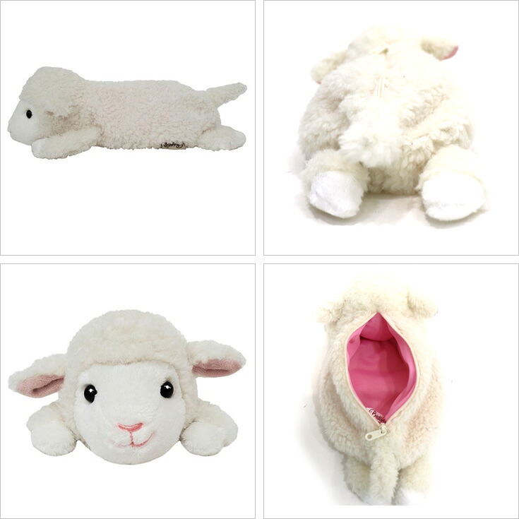  定形外送料無料 ベストエバージャパン ワイルドアニマル ペンケース ヒツジ ぬいぐるみ 筆箱 ペンポーチ ポーチ 小物入れ