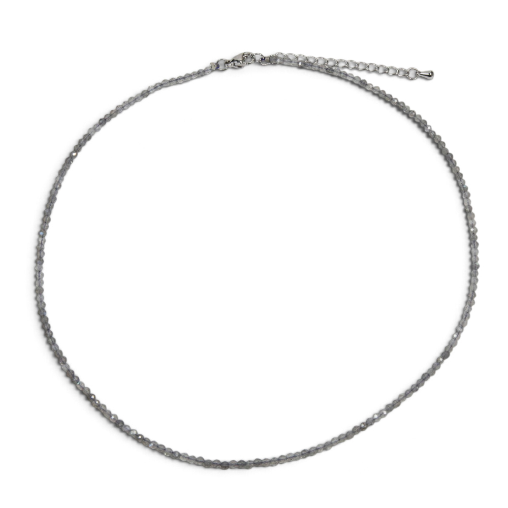 天然石 ラブラドライト ビーズ ネックレス 45cm 1粒 約2mm 細め【ギフトラッピング】【送料無料】グレー 天然石 ビーズ連 天然石 小粒 重ね付け