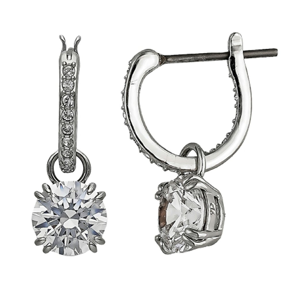 スワロフスキー swarovski ピアス Stilla ドロップピアス ラウンドカット 5636717 スティラ フープピアス アクセサリー レディース シルバー+ホワイト 海外正規品