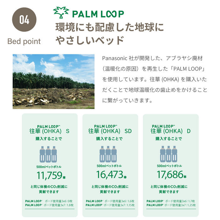 ベッド 寝具 収納 日本製 棚コンセント付き 引き出し付き 並べて使える 選べる国産マットレス 塗り壁風トレンドデザイン Apel 「PALM LOOP」 地球温暖化対策 ヤシ廃材再利用 シングル セミダブル ダブル