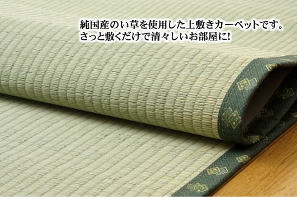 夏ラグ 夏用カーペット フリーカット い草 上敷き カーペット 『F竹』 江戸間6畳(約261×352cm）(裏:ウレタン張り）