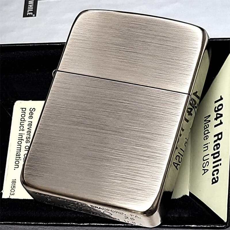 ZIPPO ライター 1941復刻 レプリカ ジッポ アンティークニッケル 銀古美 シルバー シンプル スタンダード 丸角 かっこいい おしゃれ メンズ ギフト