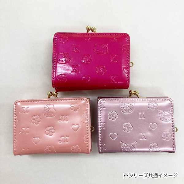 マイメロディ 財布 口金財布 がま口 ミニ財布 レディース サンリオ キャラクターズ エナメル 型押し ビジュー キラキラ 可愛い おしゃれ コンパクト ウォレット SR48-2MM サンリオ正規ライセンス品