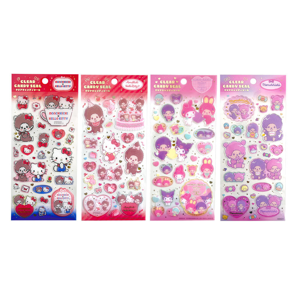 【メール便配送】モンチッチ サンリオ シール 正規品 [ モンチッチ × サンリオキャラクターズ クリアキャンディシール ] 選べる4種 キラキラ ラメ入り ハローキティ マイメロディ クロミ 平成 かわいい プレゼント プチギフト