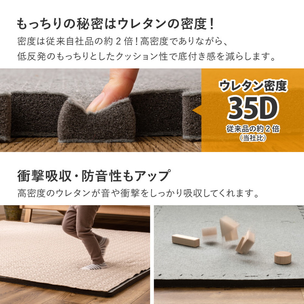 ラグ カーペット 【4枚セット】ジョイントアンダー 厚み増し太郎 アツマシ 約61×61cm の下に敷くマット ジョイントマット ジョイント式 下敷き 防音 滑り止め ふかふか 厚手 低反発