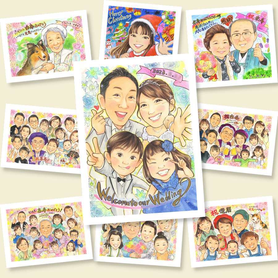 結婚式のプレゼントに、似顔絵プレゼントで思い出マシマシしませんか。下書き確認ができるので、安心して贈れます。 ギフト 似顔絵 結婚式 名入れ 手描き 贈り物 プレゼント 結婚式 ブライダル ウェディング 記念 婚礼 カップル 新郎 新婦 両親 修正無料 名入れ 下書き確認 宝物 実績多数 親孝行 サプライズ ウェディング 思い出 結婚式 一生もの お祝いの品 ハロウィン 初任給 お祝い返し