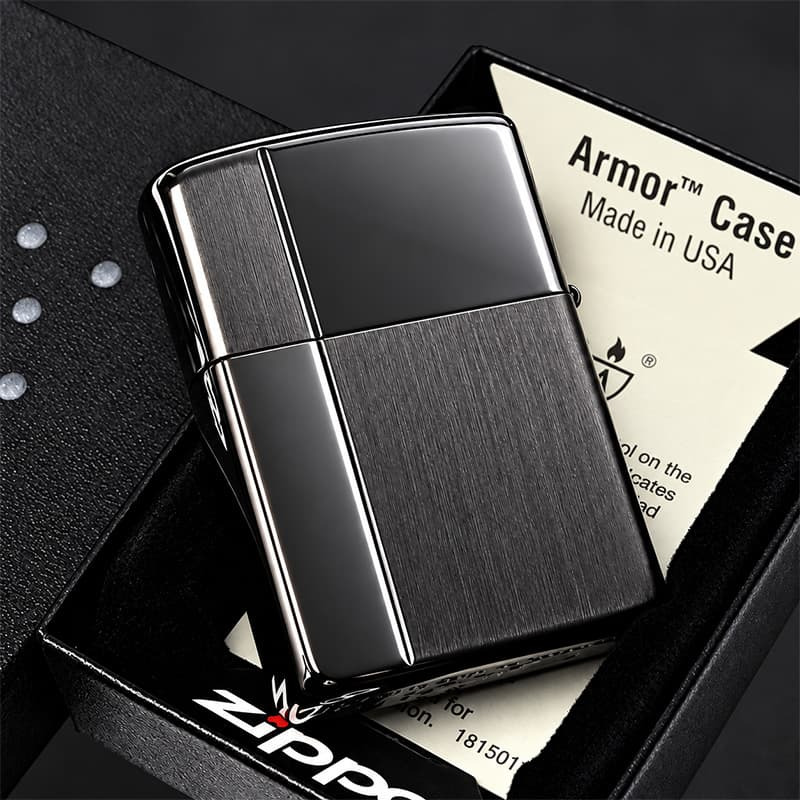 ZIPPO アーマー ジッポ ライター サテン＆ミラー スタンダード 彫刻 両面加工 ブラック かっこいい ギフト 重厚 動画有り シンプル おしゃれ 高級 メンズ プレゼント